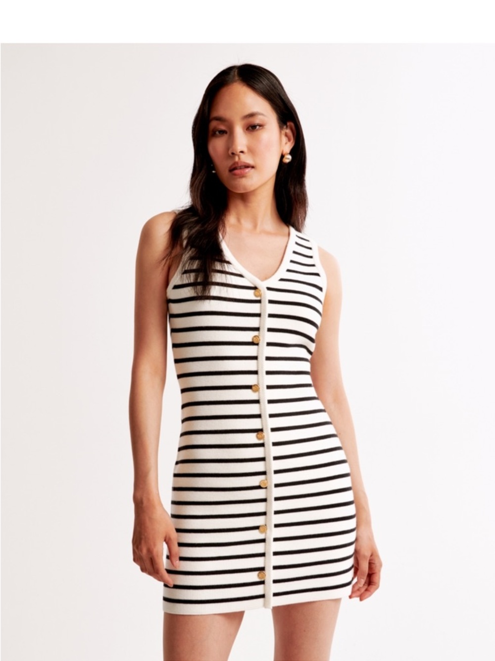 Abercrombie & Fitch White and Black Sweater Vest Mini Dress